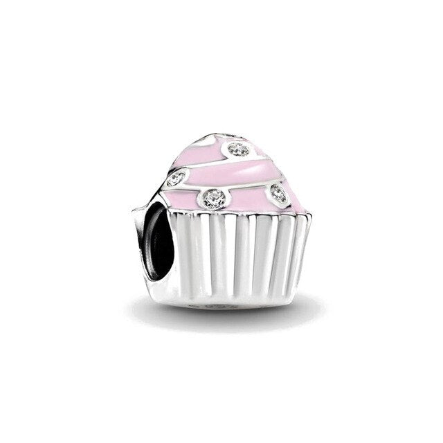 CHARM STERLING SILVER 925 COLORATO FOOD BICCHIERE ROSSO